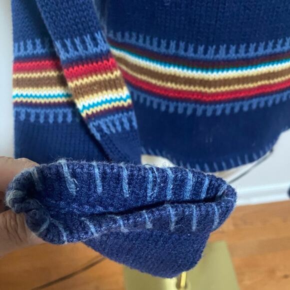 VTG CAPEZIO RAINBOW HORSE SWEATER STRIPED equestrian western rodeo CARDIGAN L - Picture 11 of 14